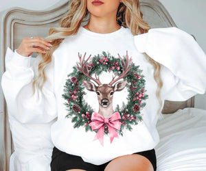 DTF Full Color Transfer - Pink Bow Deer