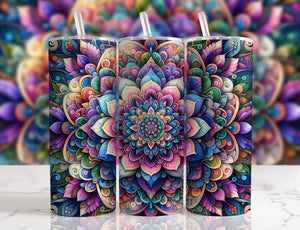 Skinny Tumbler Sublimation Wrap - Bright Purple Mandala