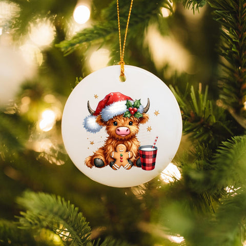3" Ornament UV DTF Decal - Cute Cow With Cookie