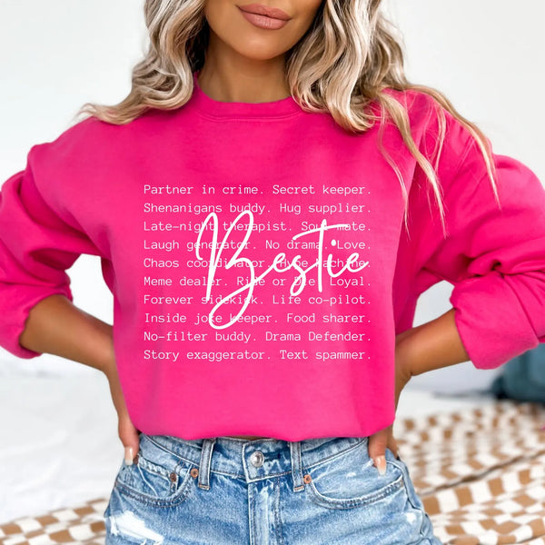 DTF Full Color TShirt Transfer - Bestie Words - (Black or White)