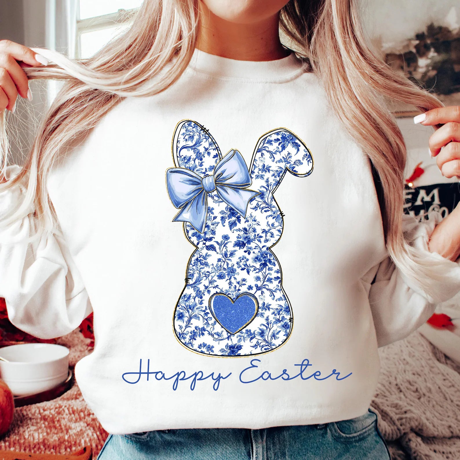 DTF Full Color Transfer - Happy Easter Floral Bunny