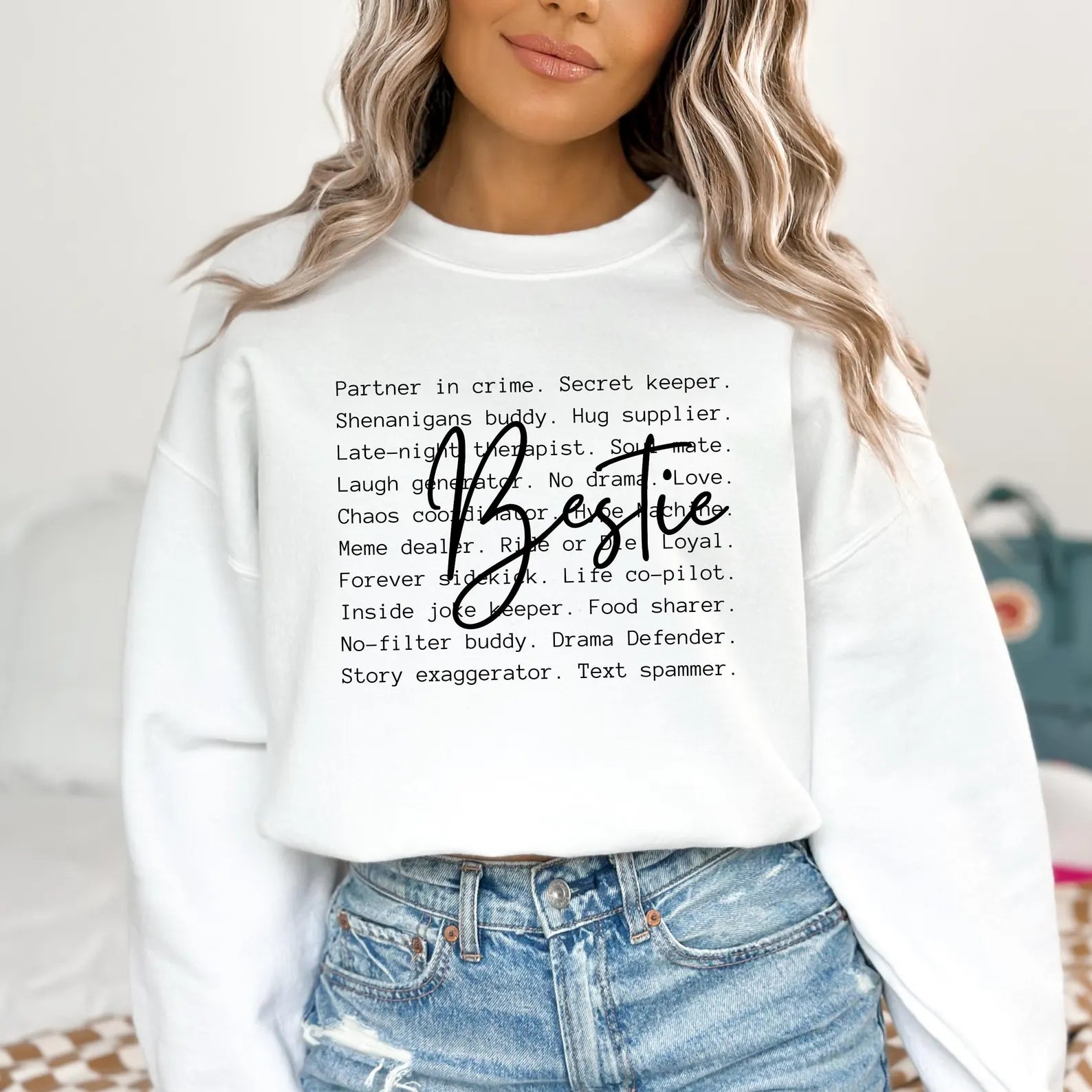 DTF Full Color TShirt Transfer - Bestie Words - (Black or White)