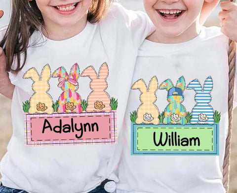 DTF Full Color TShirt Transfer - Name Bunnies *CUSTOMIZABLE*