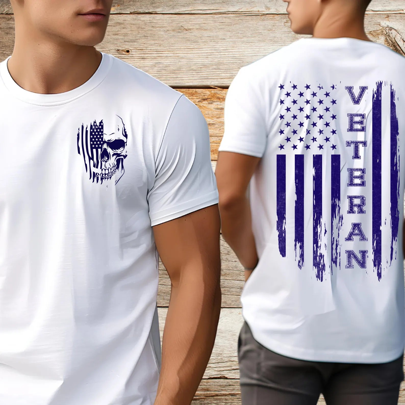 DTF Full Color Transfer - Veteran Flag (FREE POCKET)