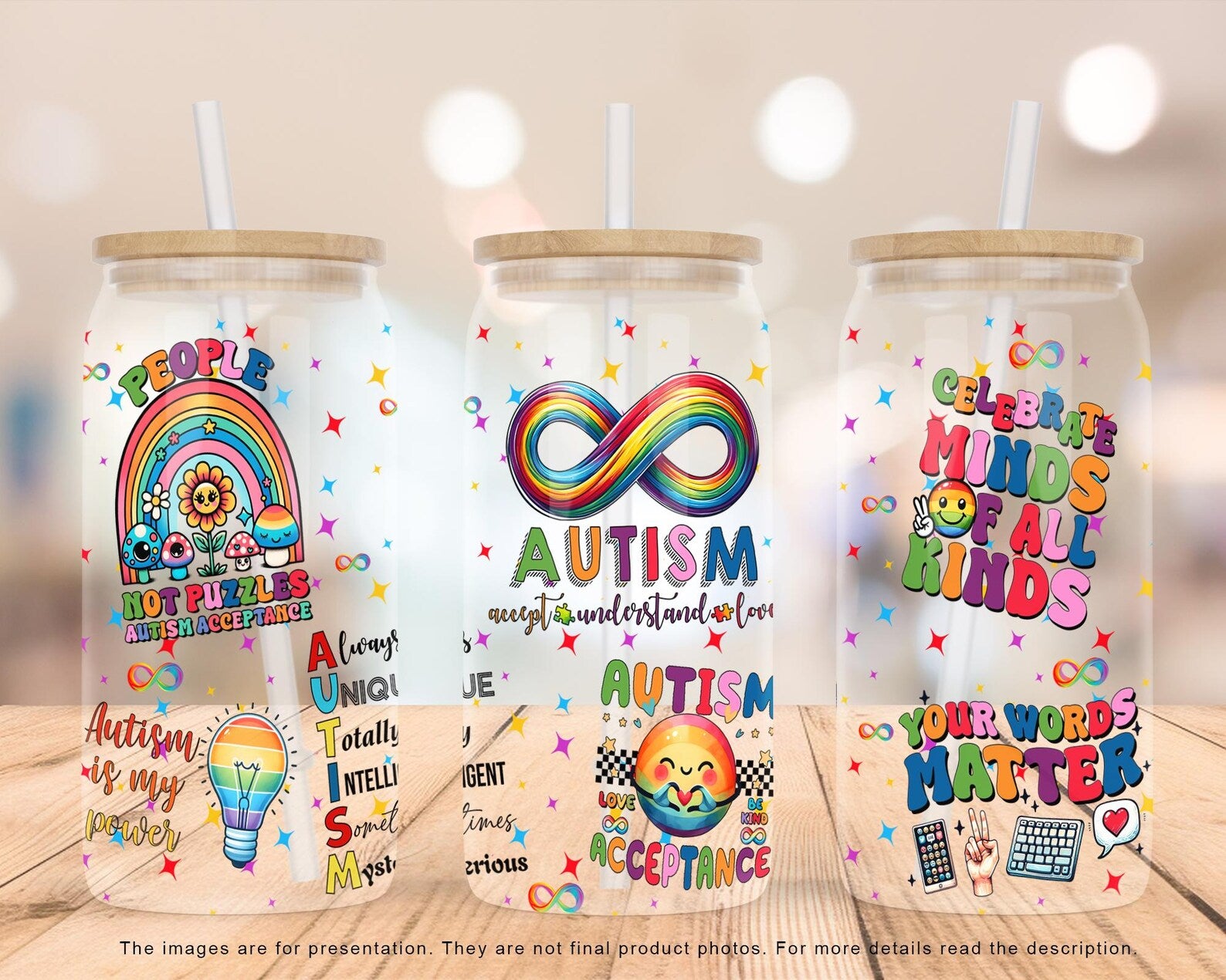 16oz UV DTF Wrap - Autism - Accept Understand Love