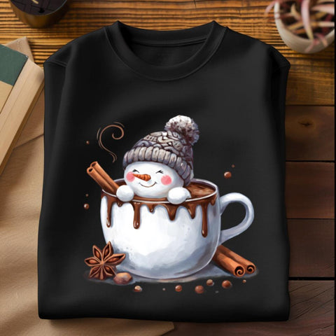 DTF Full Color TShirt Transfer - Cocoa Snowman Beanie