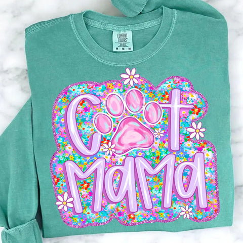 DTF Full Color Transfer - Cat Mama Bright Floral