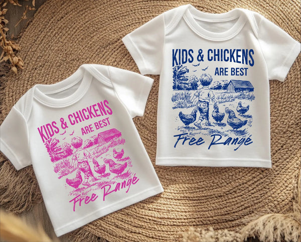 DTF Full Color Transfer - Kids and Chickens (PICK YOUR COLOR!)