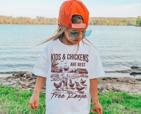 DTF Full Color Transfer - Kids and Chickens (PICK YOUR COLOR!)