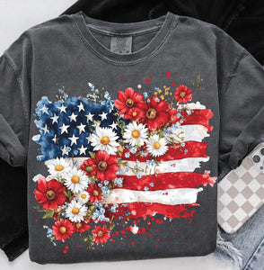DTF Full Color Transfer - Flag Red Flowers