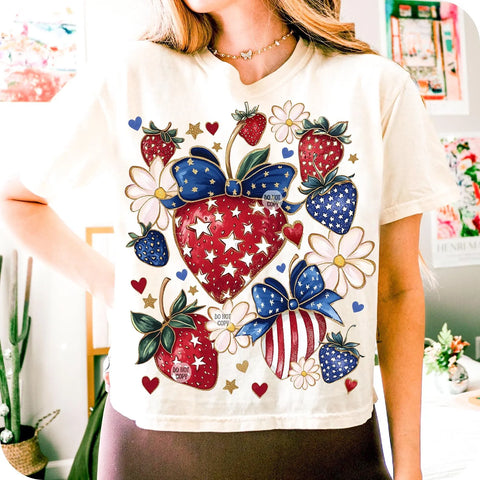 DTF Full Color Transfer - Patriotic Strawberries