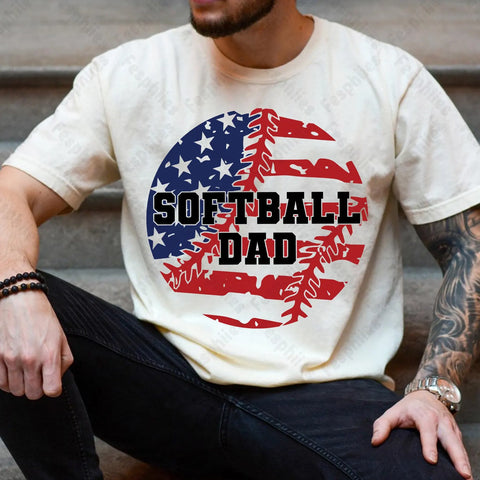 DTF Full Color Transfer - Softball Dad (Flag Ball)