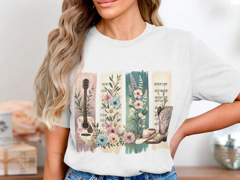 DTF Full Color Transfer - Floral Painted Country Music