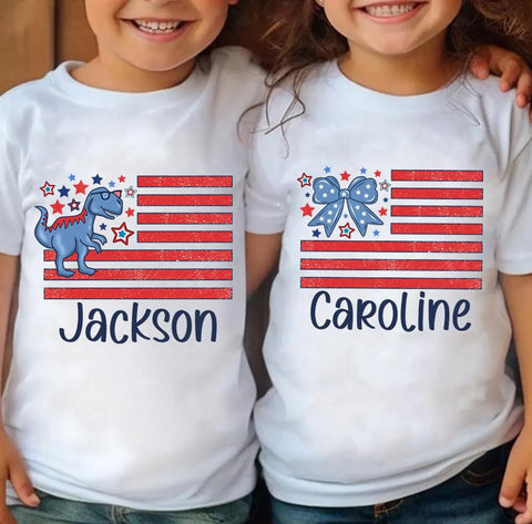 DTF Full Color TShirt Transfer - Kids Name Flags *CUSTOMIZABLE*