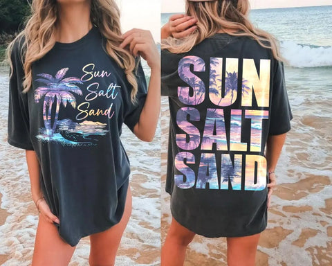 DTF Full Color Transfer - Sun Salt Sand (Sunset Scene - Full Front & Back)