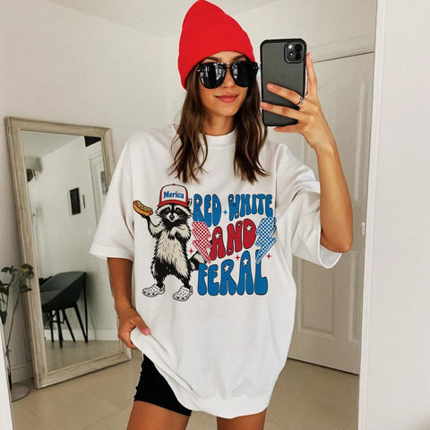 DTF Full Color Transfer - Red White Feral