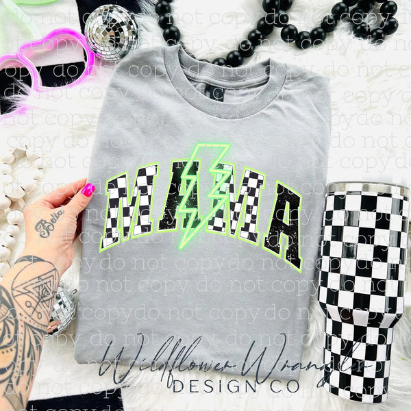 DTF Full Color Transfer - Mama Neon Lightning (YOU CHOOSE THE COLOR!)
