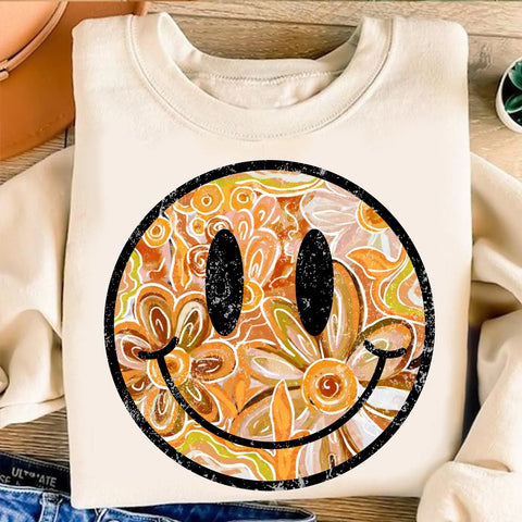 DTF Full Color Transfer - Fall Floral Smiley
