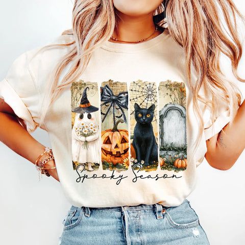 DTF Full Color Transfer - Painted Spooky Season Ghost Cat