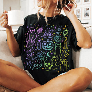 DTF Full Color Transfer - Neon Rainbow Halloween Things