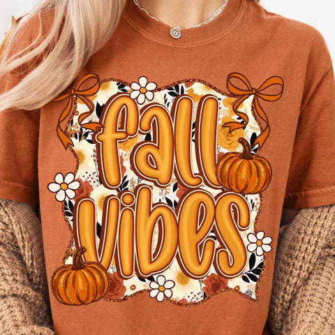 DTF Full Color Transfer - Yellow Fall Vibes Pumpkins