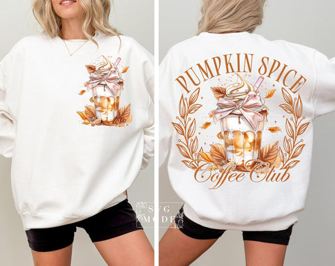 DTF Full Color Transfer - Pumpkin Spice Coffee Club - FREE POCKET