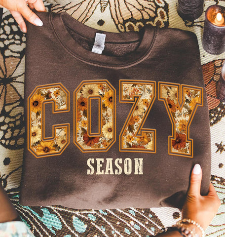 DTF Full Color Transfer - Cozy Season Patterned Letters