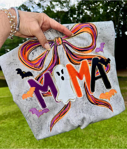 DTF Full Color Transfer - Ghost MAMA Bow