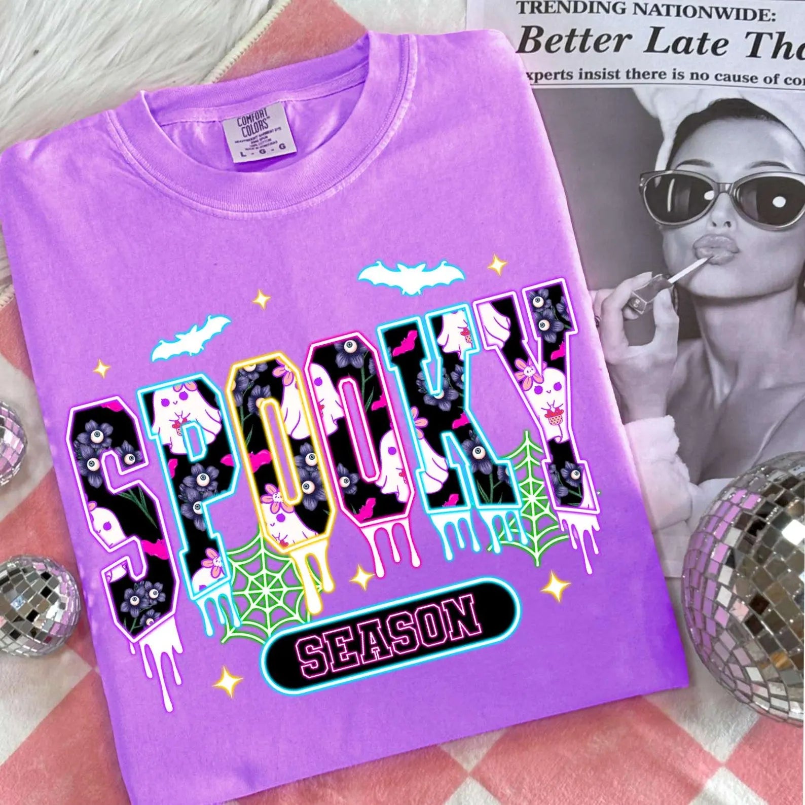 DTF Full Color Transfer - Spooky Season Neon w/Ghost Background