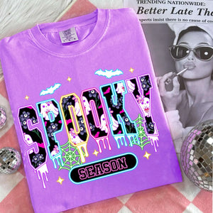 DTF Full Color Transfer - Spooky Season Neon w/Ghost Background