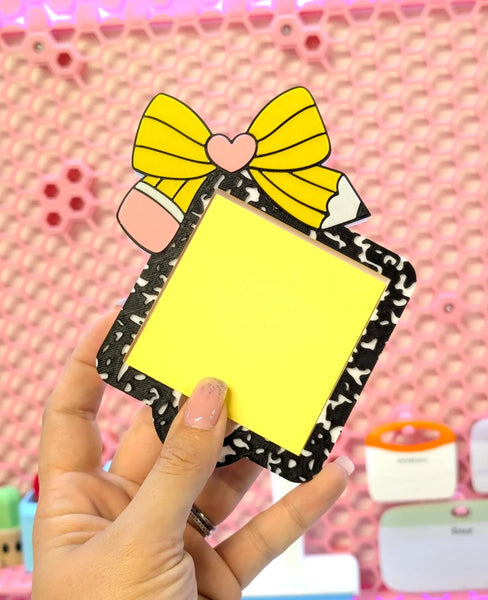 Sticky Note Holder - Composition Notebook Pencil Bow