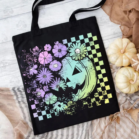 DTF Full Color Transfer - Pastel Neon Check Pumpkin