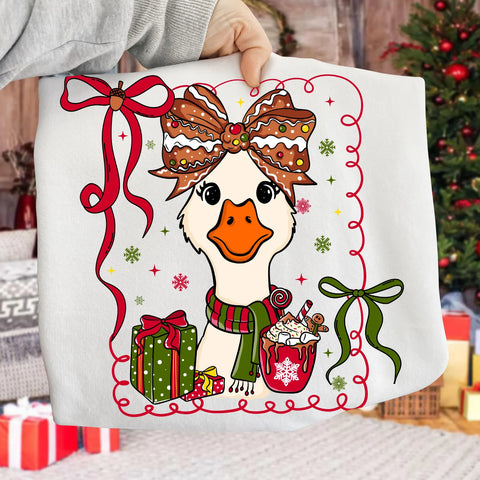 DTF Full Color Transfer - Gingerbread Bow Goose