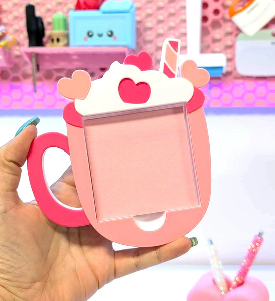 Sticky Note Holder - Hearts Coffee