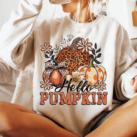 DTF Full Color Transfer - Hello Pumpkin Leopard Pumpkin
