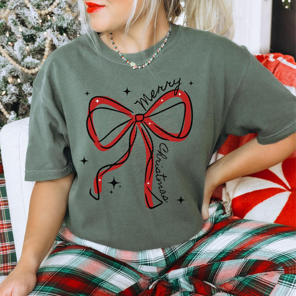 DTF Full Color Transfer - Merry Christmas Sketch Bows *YOU PICK THE COLOR!*