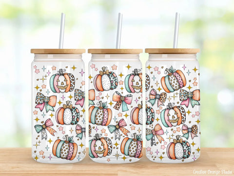 16oz UV DTF Wrap - Cute Patch Pumpkins