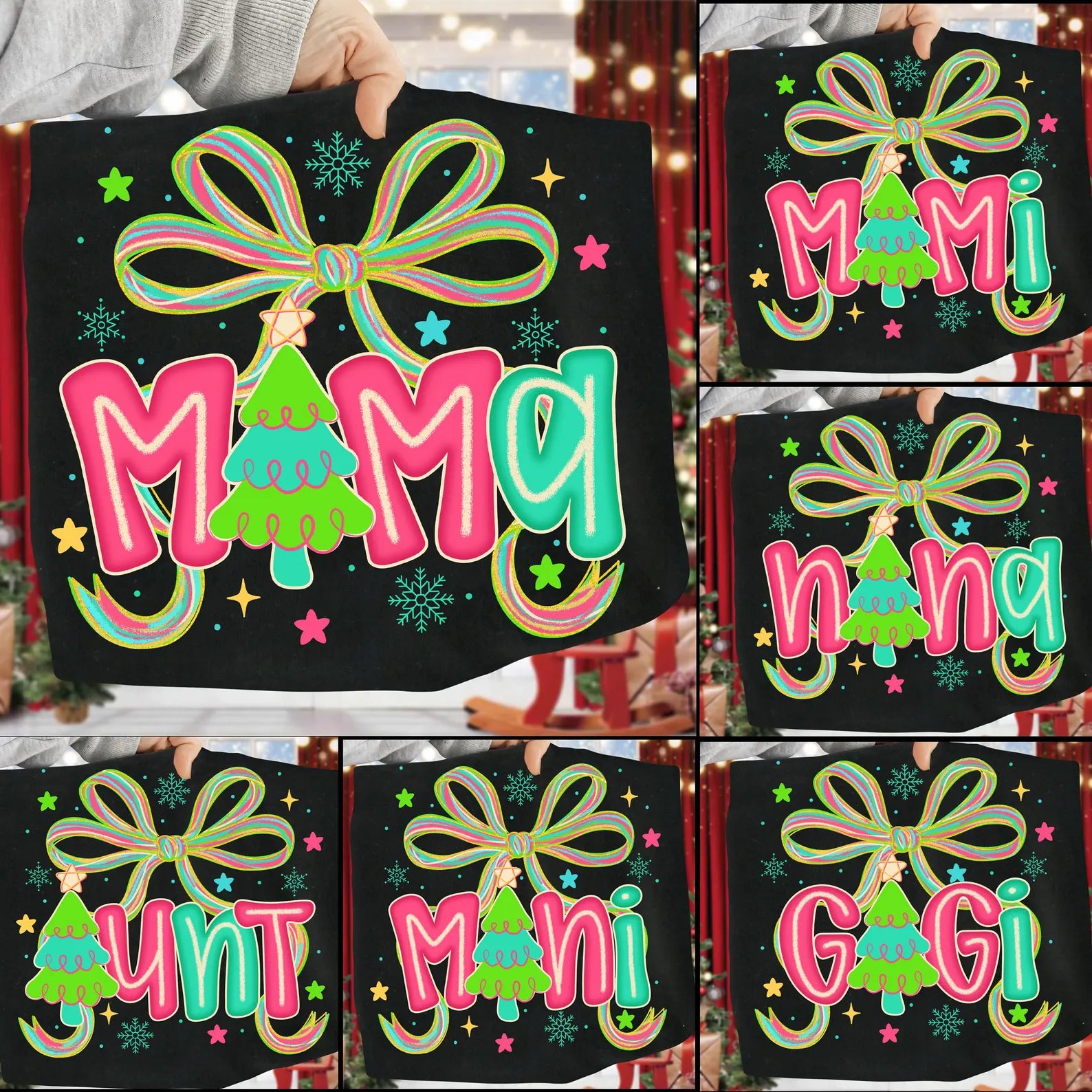 DTF Full Color Transfer - Neon Christmas Names