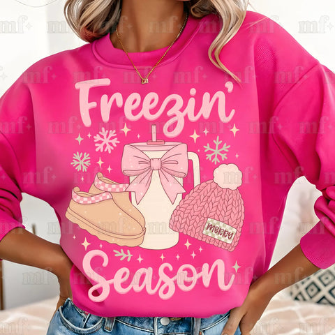 DTF Full Color TShirt Transfer - Freezin Season Pink Hat