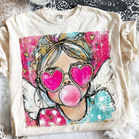 DTF Full Color TShirt Transfer - Bright Bubblegum Cupid