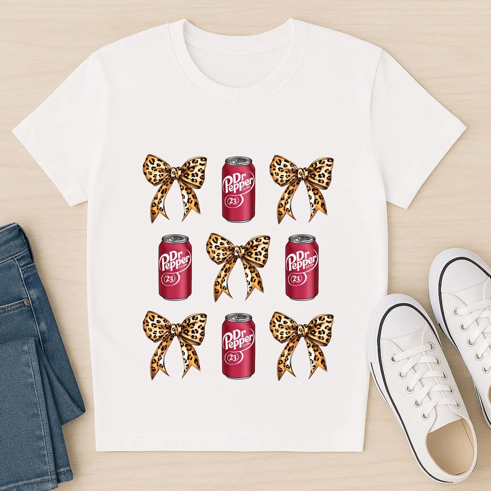 DTF Full Color TShirt Transfer - Leopard Bow Dr P