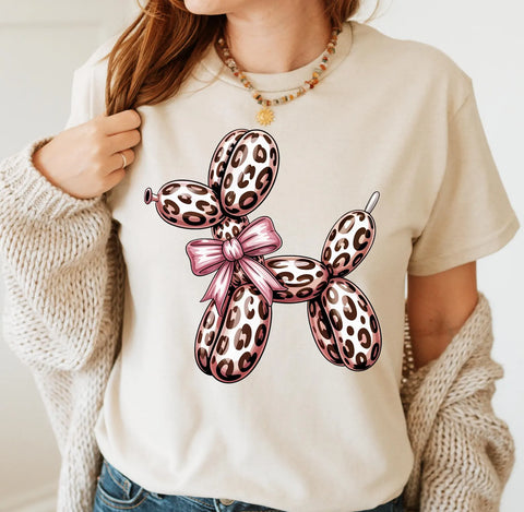DTF Full Color TShirt Transfer - Pink Leopard Balloon Dog