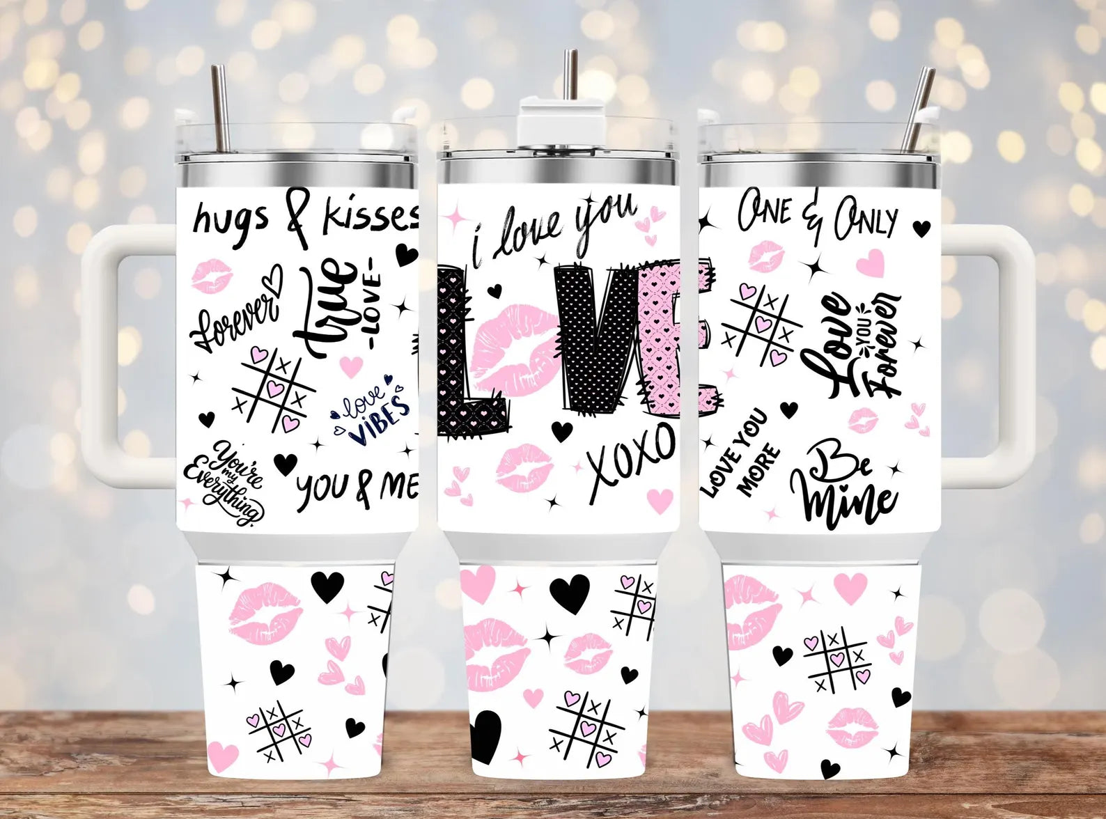 40oz UV DTF Wrap - Full Top & Bottom - Love Sketch Words