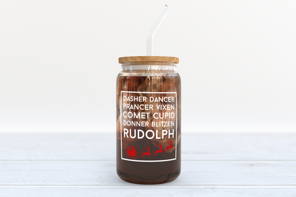 Santa's Reindeer Beer Can Glass Template | Digital Download Only