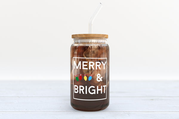 Merry and Bright Beer Can Glass Template | Digital Download Only