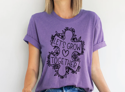 Grow Together Autism Awareness - Screen Print Transfer