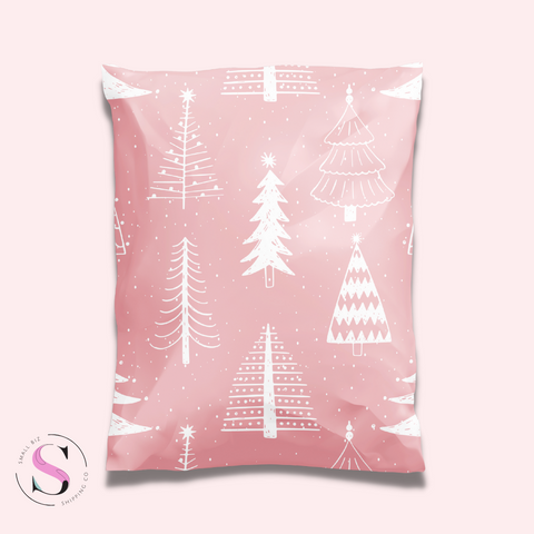 10x13" Poly Mailer - Snowy Winter Pink