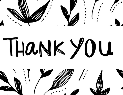 Black Floral Print Thank You Insert Cards
