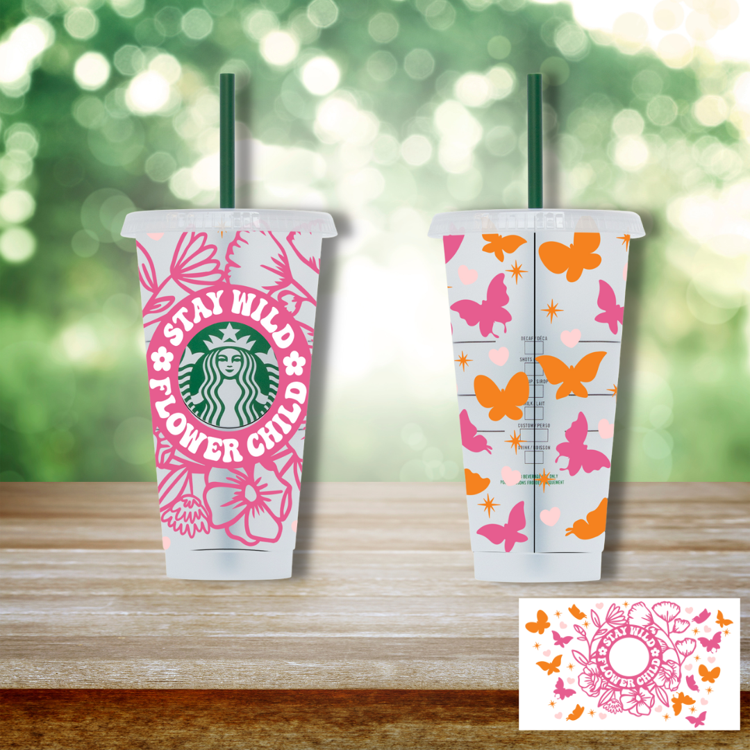 24oz UV DTF Wrap - Stay Wild Flower Child