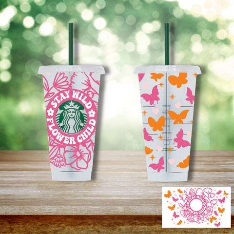 24oz UV DTF Wrap - Stay Wild Flower Child